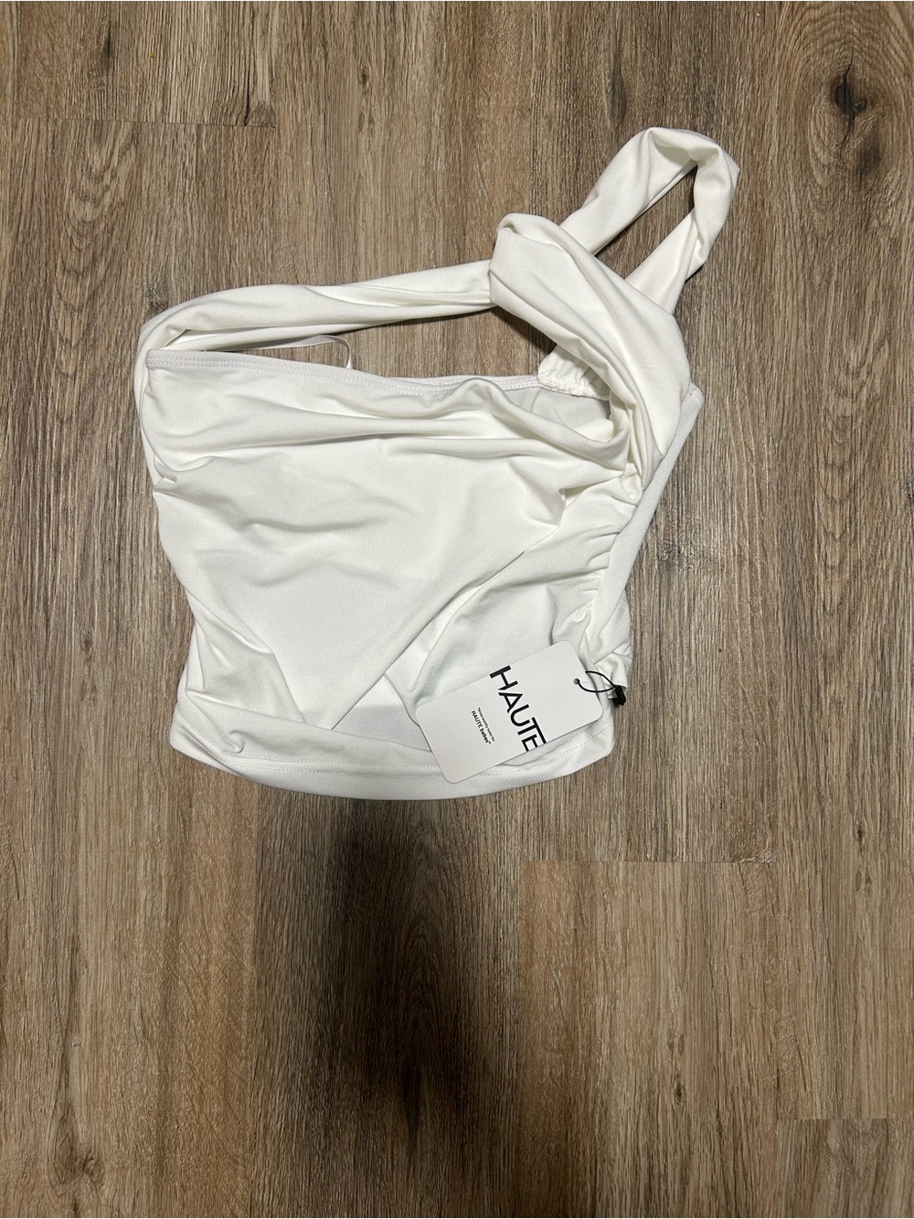 Haute Monde White One-Shoulder Crop Top